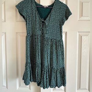 Green and white flower dress